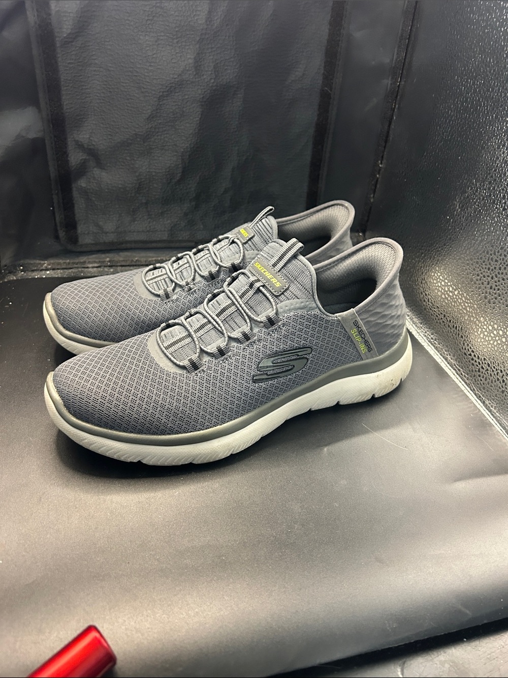 Skechers Women’s Gray Mesh Slip-On Sneakers